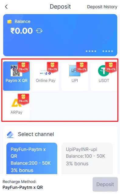 Deposit payment methods